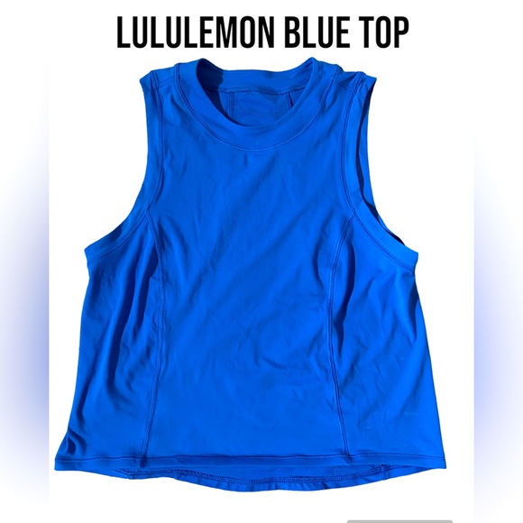Lululemon Vibrant Blue Cropped Active Wear Top - Picture 1 of 2